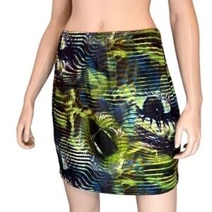 Pretty Little Thing Slinky Mini Skirt Blue Photo Print Made in the UK